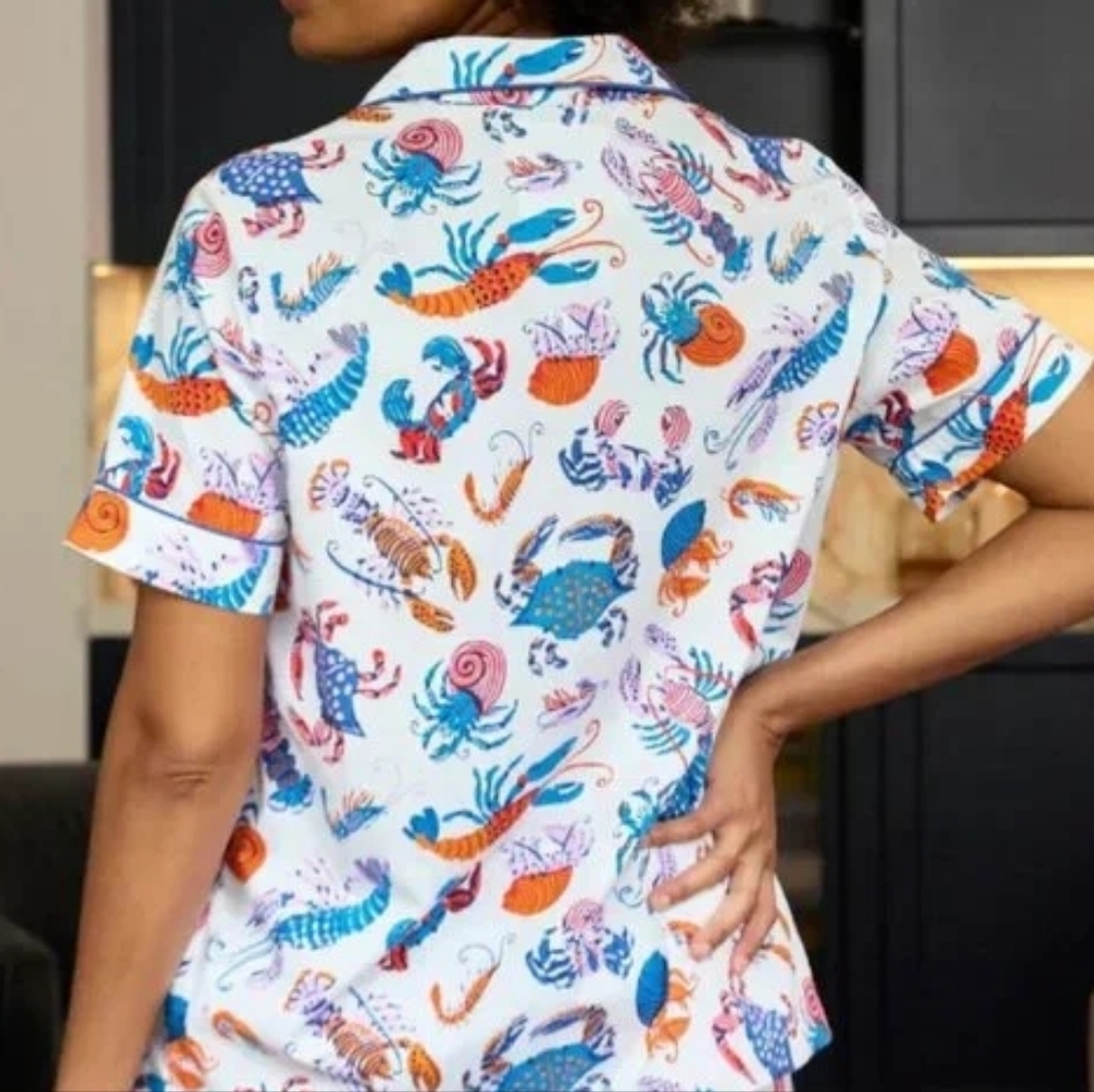 PRINTFRESH Women's Seafood Boil Cotton Novelty Print Short Sleeve Tee - Picture 2 of 4